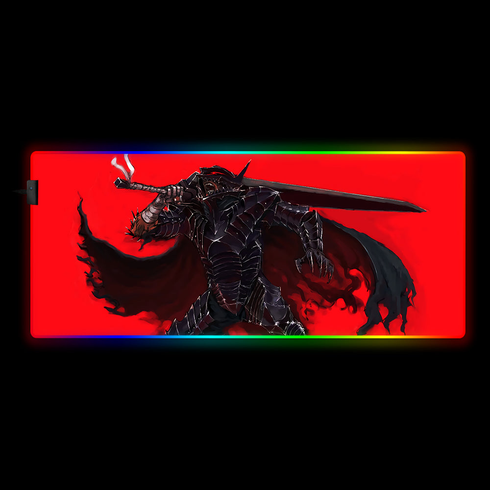 Guts Pain Design RGB Gaming Mouse Pad with LED Lights, Large Size for Gamers