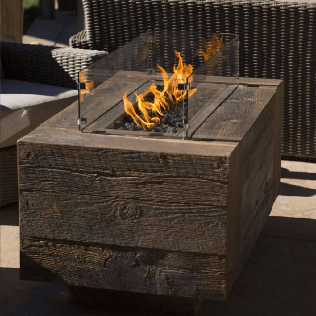 Outdoor Plus - Catalina GFRC Wood Grain Concrete Rectangle Gas Fire Pit 48
