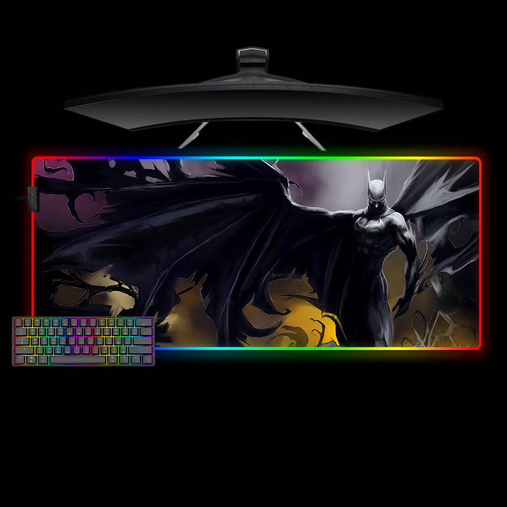 Batman Wings Design RGB Gaming Mouse Pad with LED Strip - M-XXL Size
