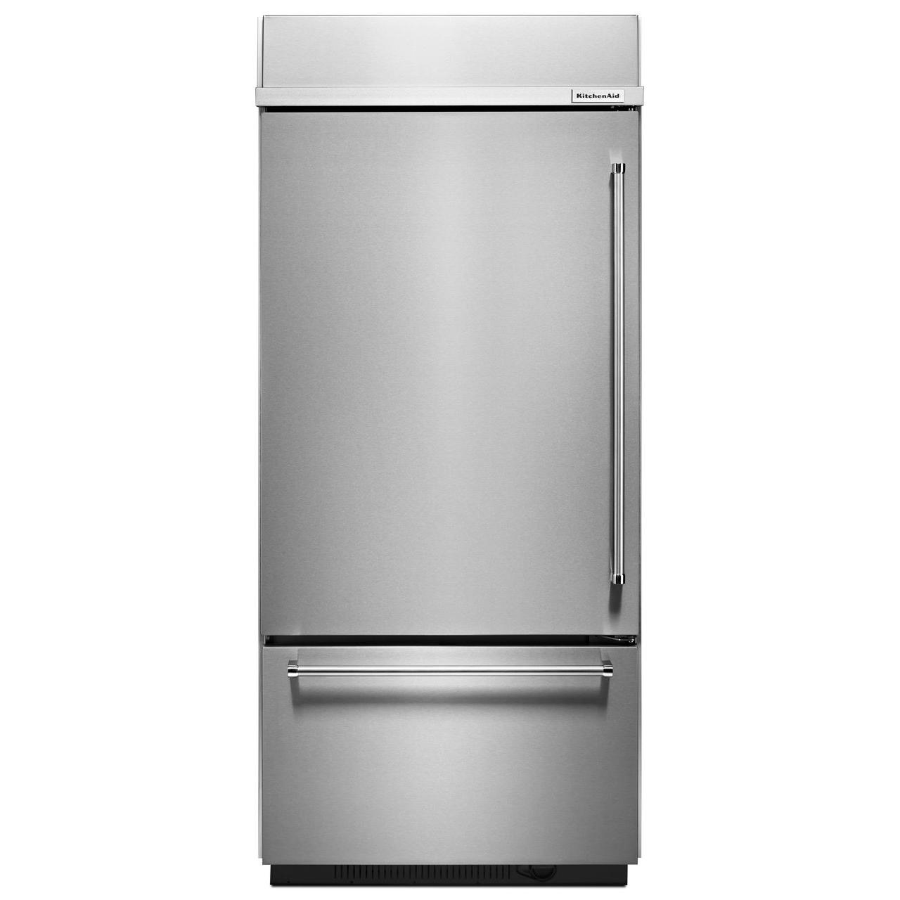 KitchenAid 36-inch Built-in Bottom Freezer Refrigerator with Internal Ice Maker KBBL306ESS