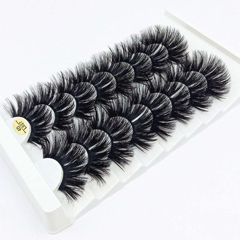 7/8/10 Pairs 3D Mink Lashes - 25mm Dramatic Volume Natural Long Silk Eyelashes