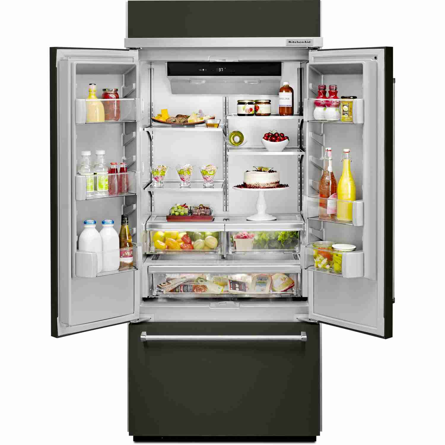 KitchenAid 36-inch Built-in French 3-Door Refrigerator with Internal Ice Maker KBFN506EBS