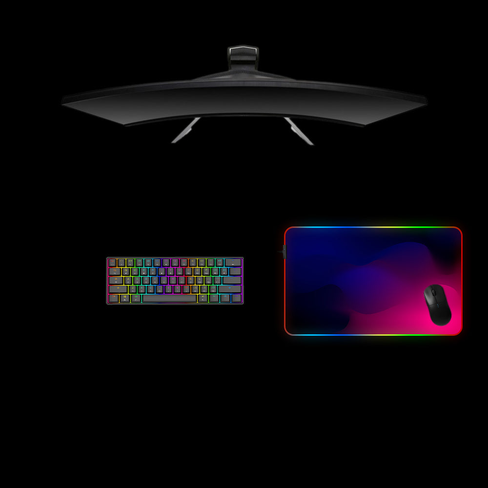 Blue to Magenta Gradient Waves RGB Gaming Mouse Pad with LED Strip