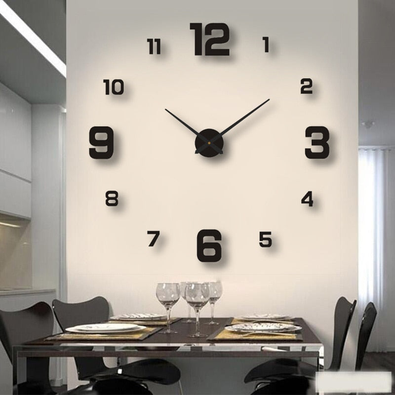 Mini Home Wall Clock 3D DIY Acrylic Mirror Stickers for Modern Living Room Decor