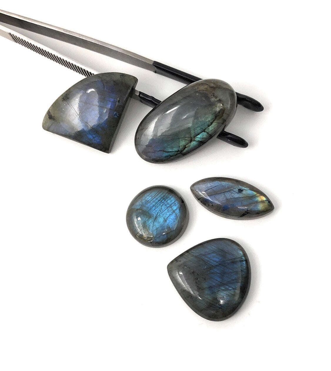 Wholesale 5 Pcs Natural Labradorite Cabochon for Wire Wrapping Jewelry Making