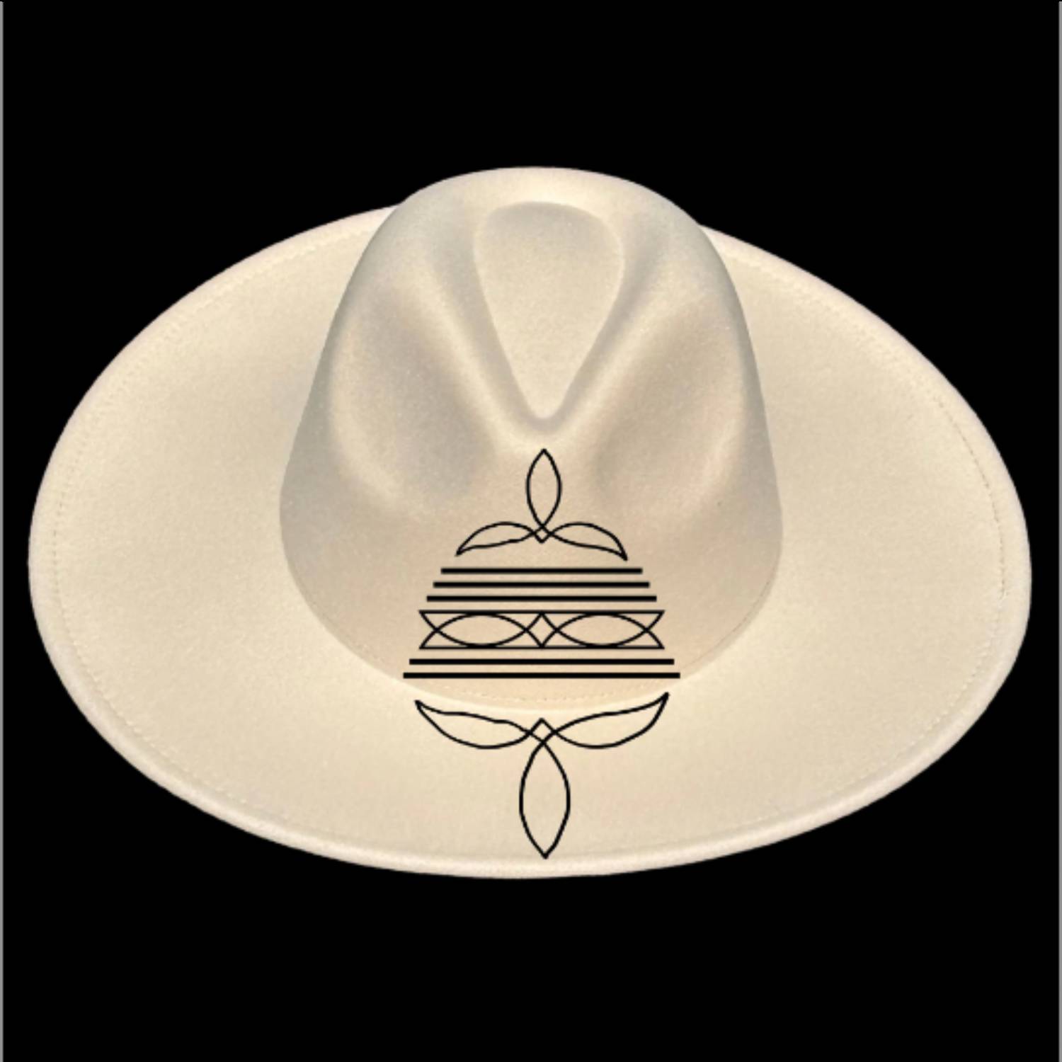 Western Boot Stitches Traceable Wide Brim Hat with Burning Design