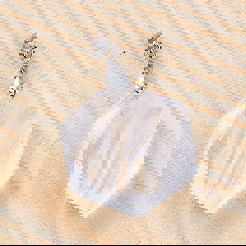 Natural Gnergy Gemstone Silver Plated Healing Rock Crystal Hexagon Pendant