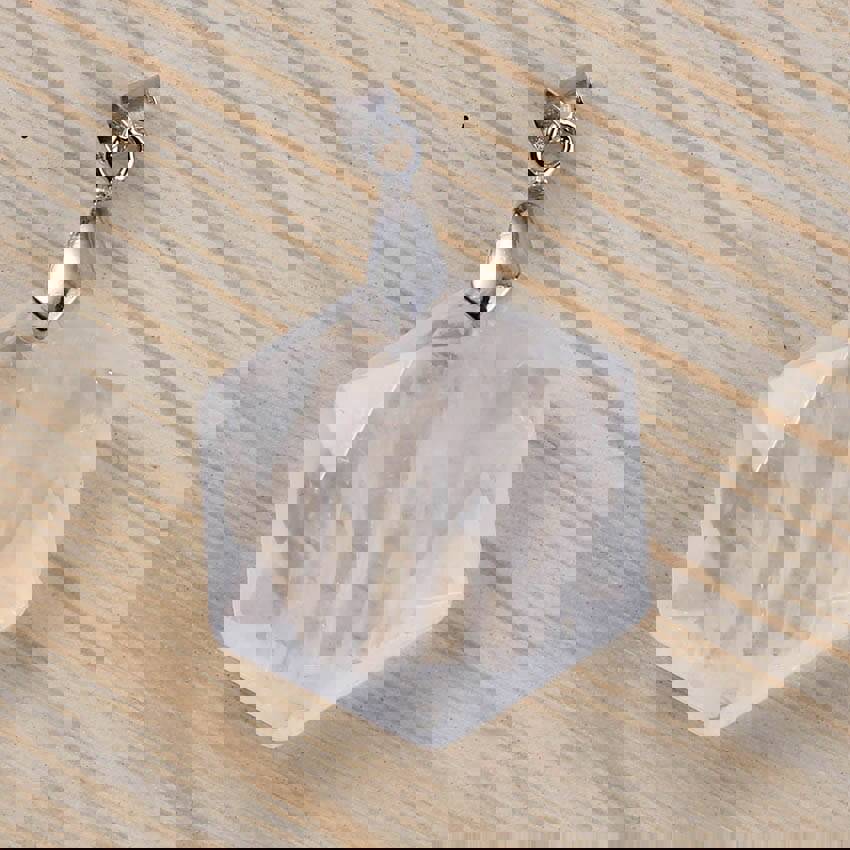 Natural Gnergy Gemstone Silver Plated Healing Rock Crystal Hexagon Pendant