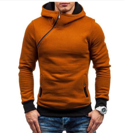2021 Brand Hoodie Oblique Zipper Solid Color Hoodies for Men