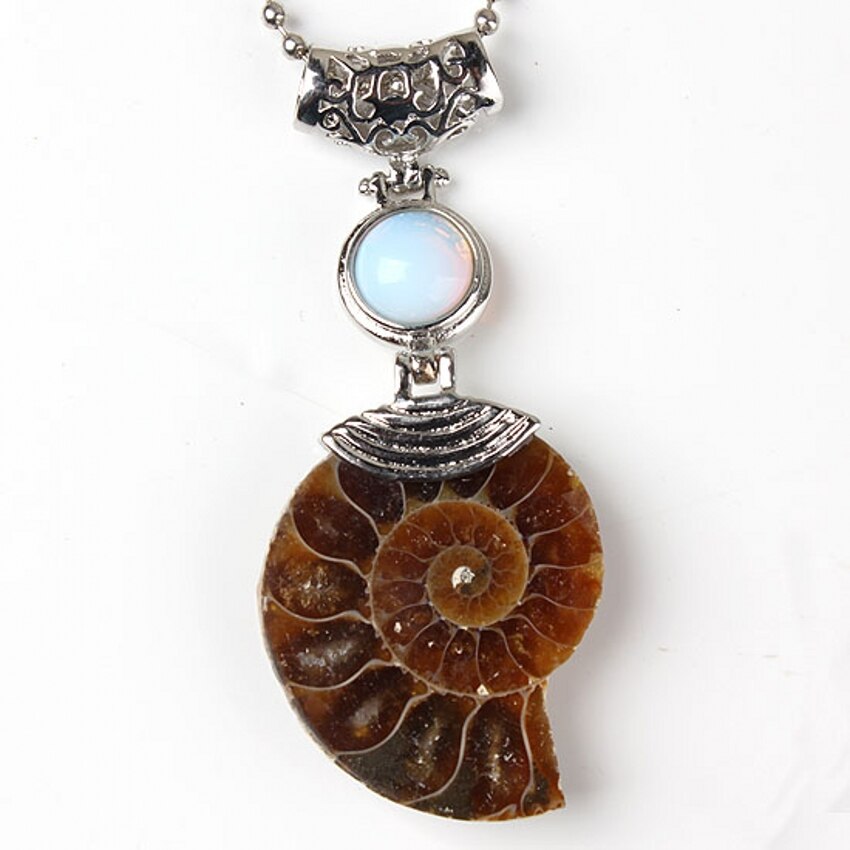Natural Gnergy Gemstone - 10 Pcs Silver Plated Mixed Stone Beads Ammonite Pendant Jewelry