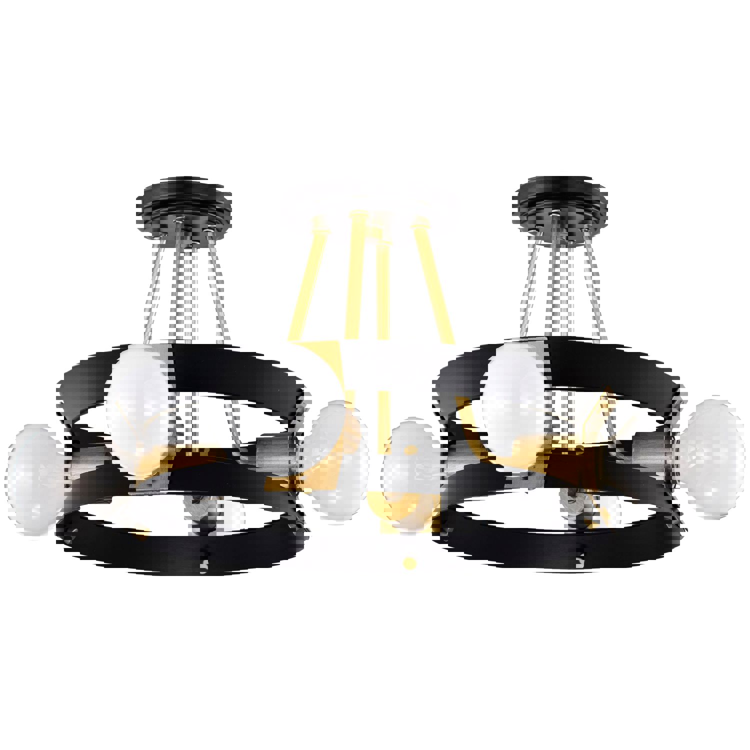 SATCO/NUVO Marsden 4 Light Semi Flush Matte Black And Natural Brass Finish (60-7866)