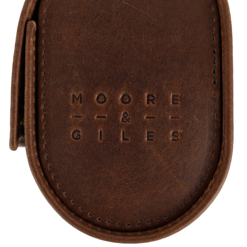 Moore & Giles Double Watch Case in Baldwin Oak - Brown Leather Watch Storage
