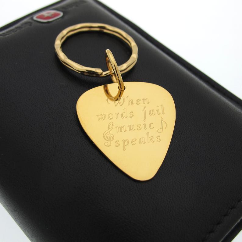 Gold Guitar Pick - Personalized Musician Gift with Custom Engraving