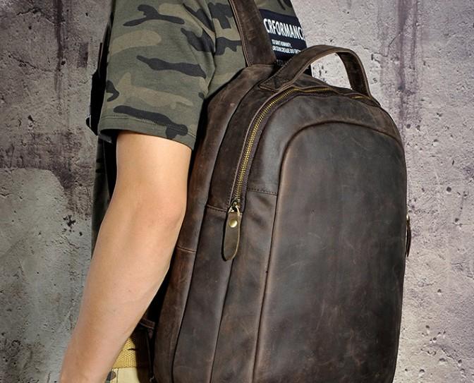 Cool Vintage Leather Men's Backpack - Durable Travel & School Satchel