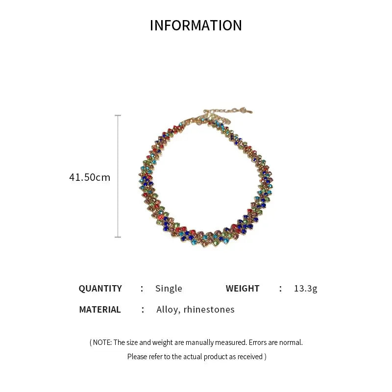 Luxury Shiny Full Rhinestone Choker Necklace for Women - Geometric Crystal Wedding Party Jewelry
