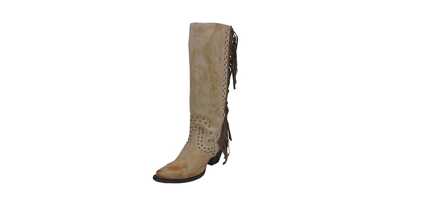 Corral Women's Camel Fringe and Crystal Snip Toe Cowgirl Boots - R1315