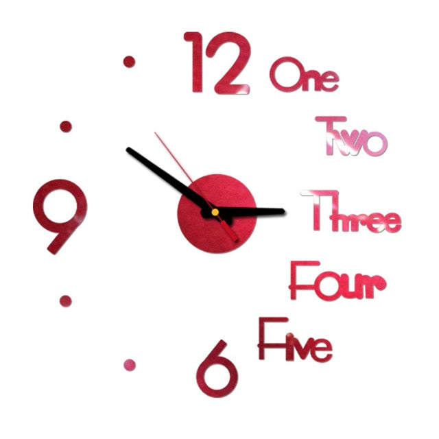 Mini Home Wall Clock 3D DIY Acrylic Mirror Stickers for Modern Living Room Decor