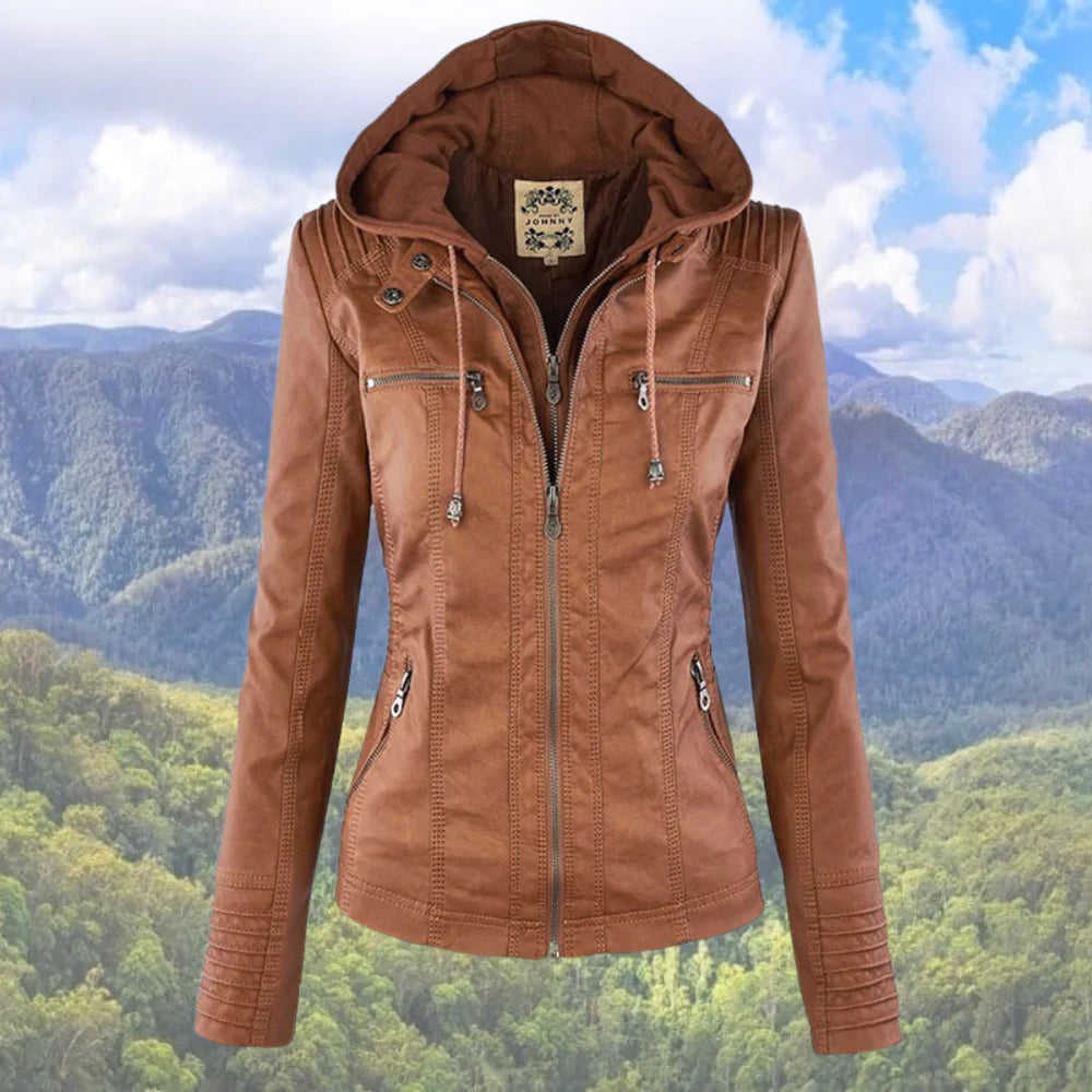 Abigail™ - Elegant Leather Hoodie Jacket for Women