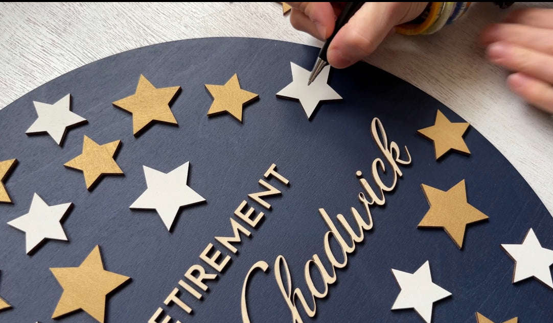 Personalized Stars Retirement Guest Book - Custom Keepsake Gift for Coworker