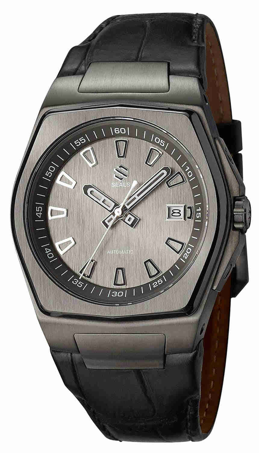 Slate PVD Brushed Dial Automatic Watch on Steel Bracelet