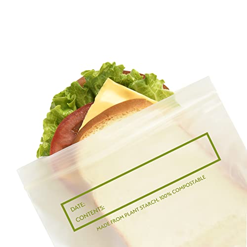100% Compostable Food Storage Bags [Snack, Sandwich 150 Pack] Eco-Friendly Freezer Bags
