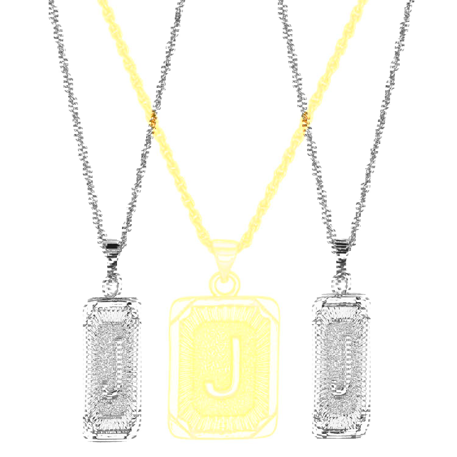 Gold Filled Initial Card Necklace - Personalized Engraved Jewelry