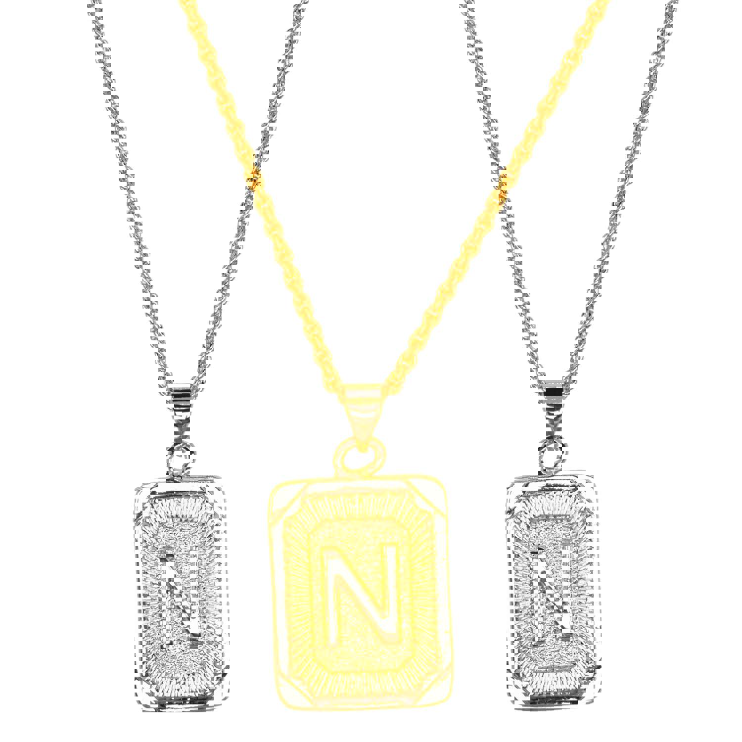 Gold Filled Initial Card Necklace - Personalized Engraved Jewelry