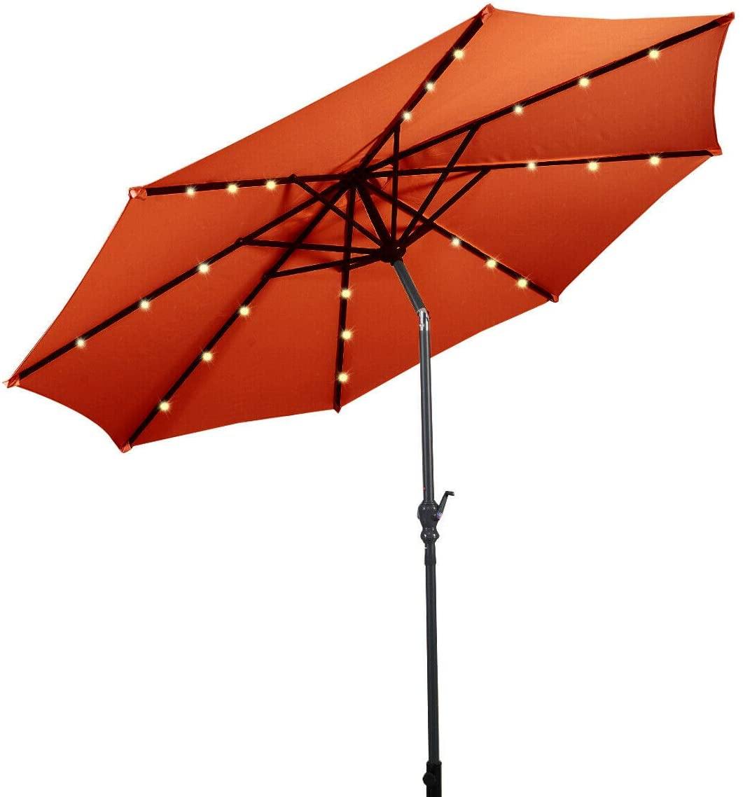 10ft Solar Patio Umbrella with LED Lights for Outdoor and Indoor Use
