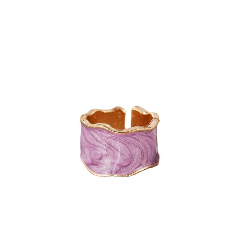 Cross Border Enamel Drip Glaze Vintage Ring - Unique Handmade Jewelry Gift for Her