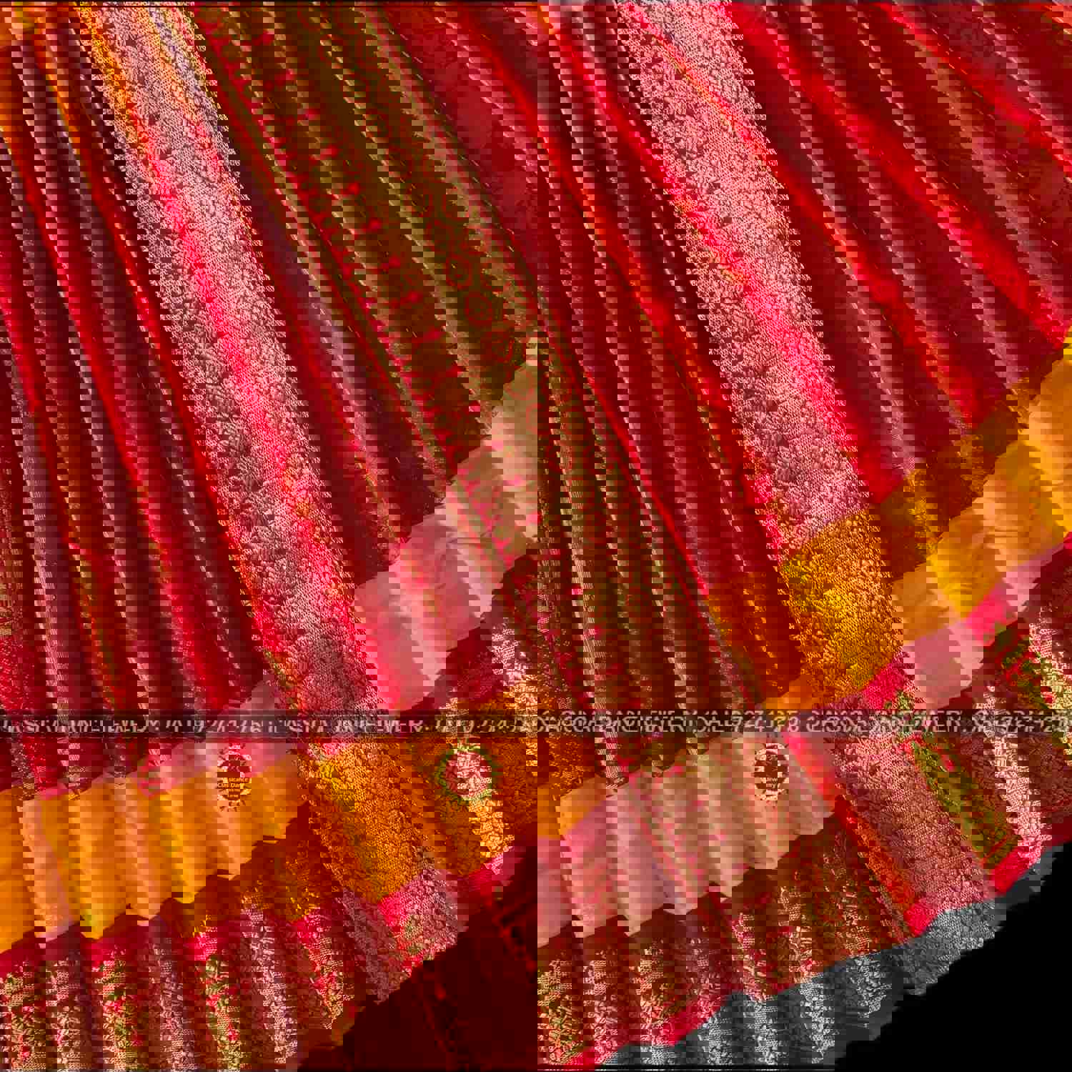 ORANGE YELLOW RED 36 Inch Pant Length Kuchipudi Indian Dance Costume | Art Silk Dharmavaram Benaras Kanchi