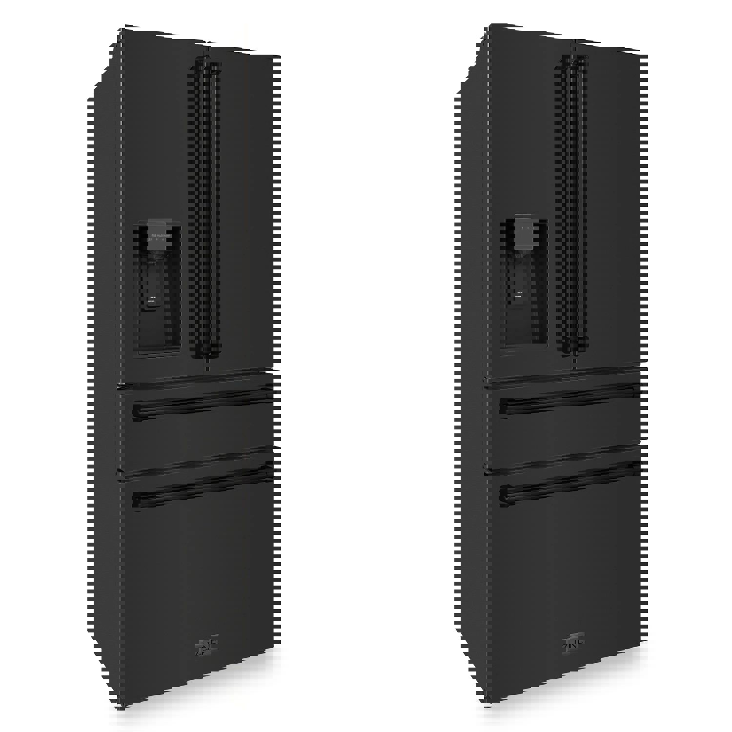 ZLINE 36-Inch 21.6 cu. ft Freestanding French Door Refrigerator with Water and Ice Dispenser in Fingerprint Resistant Black Stainless Steel