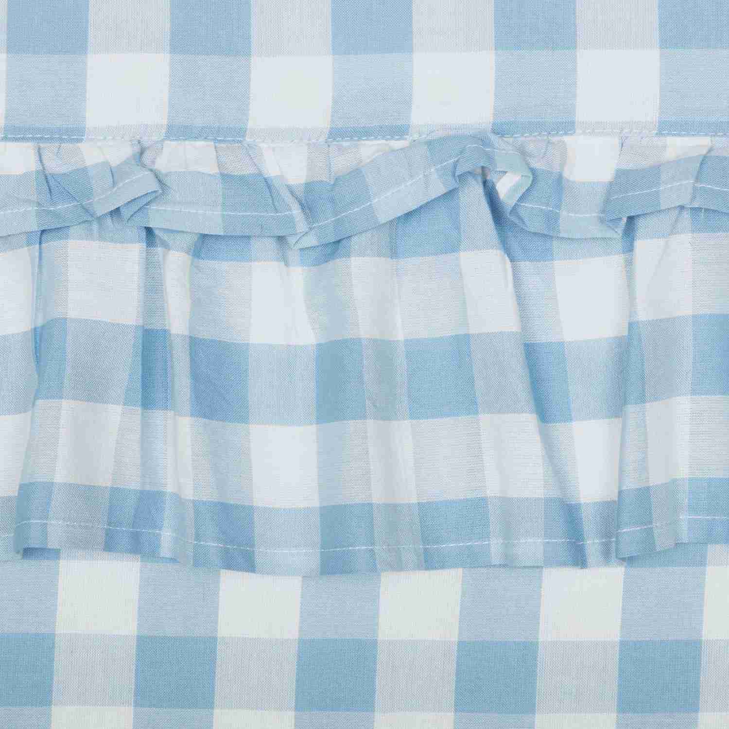 Annie Buffalo Blue Check Ruffled Prairie Swag Set of 2 36x36x18