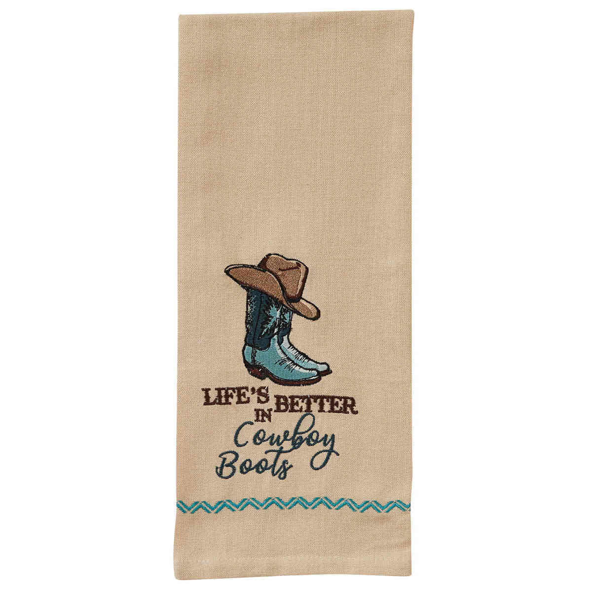Lifes Better in Cowboy Boots Western Embroidered Dish Towel