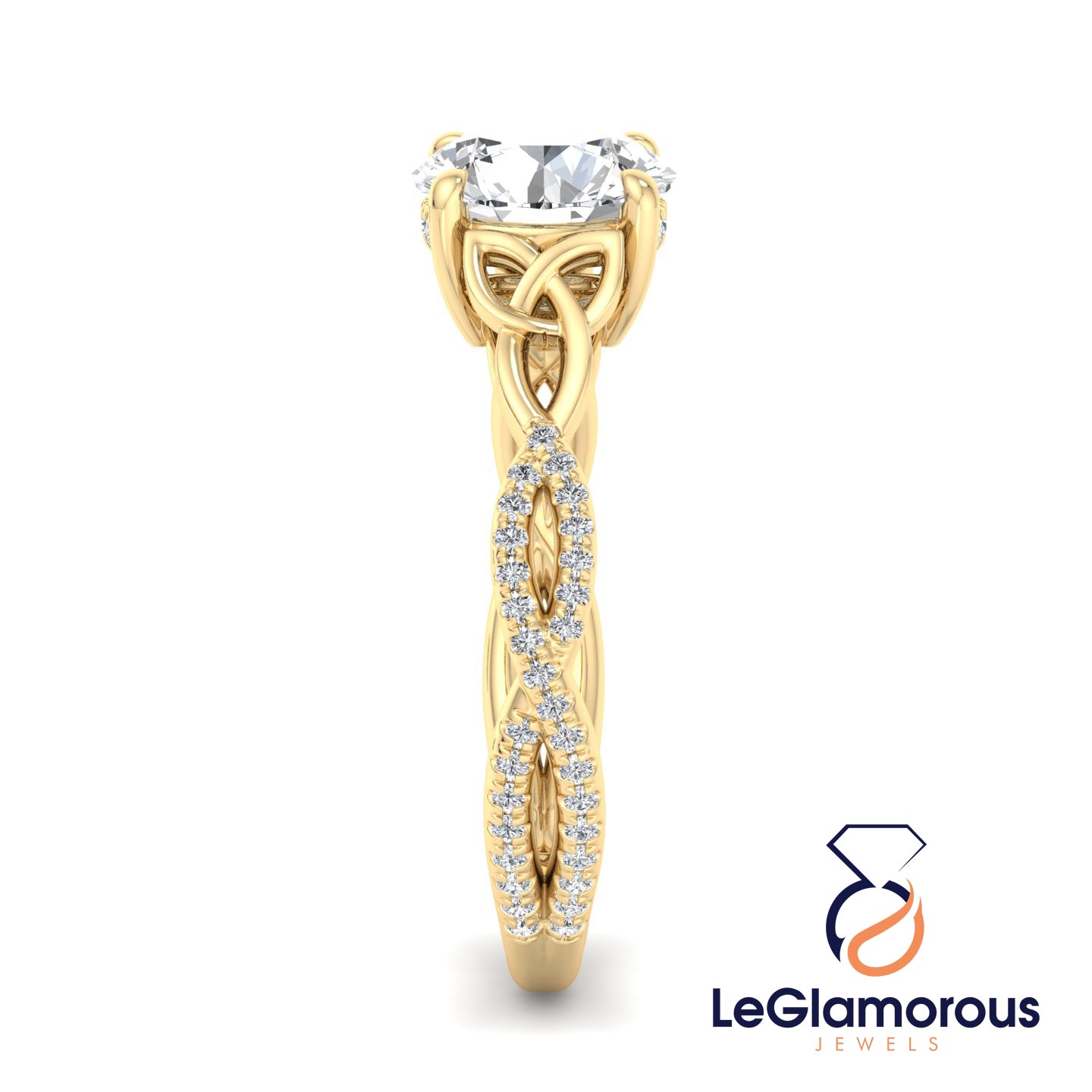 Hidden Halo Round Cut Pave Style Lab Grown Diamond Engagement Ring