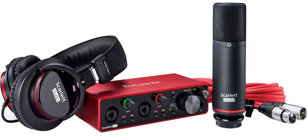 Focusrite Scarlett 2i2 Studio 3rd Gen USB Audio Interface Bundle with Microphone, Headphones, Boom Arm & Pop Filter