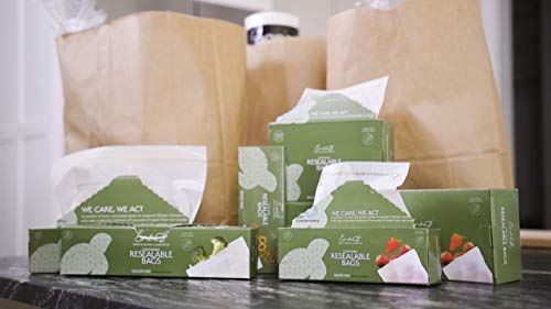 100% Compostable Food Storage Bags [Snack, Sandwich 150 Pack] Eco-Friendly Freezer Bags