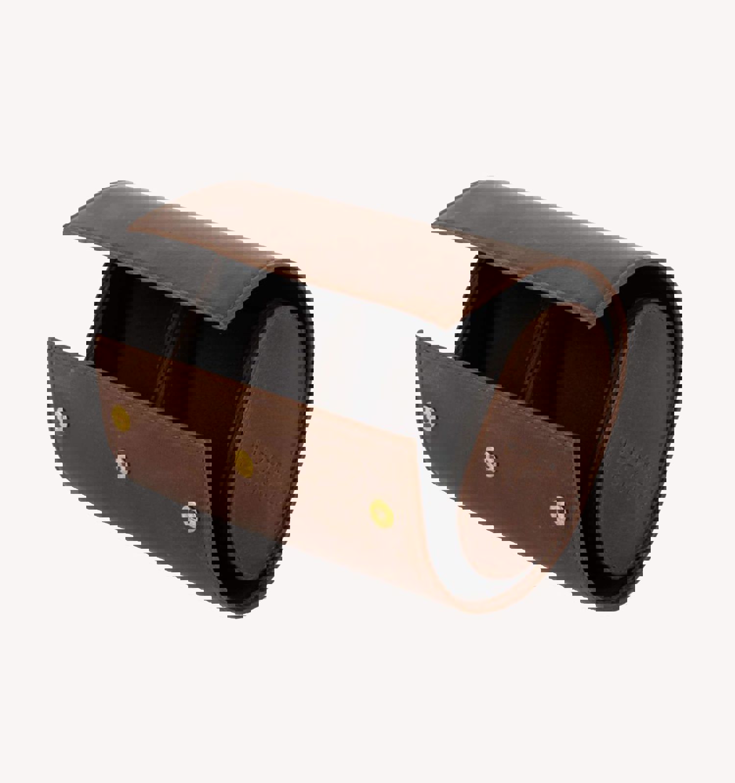 Moore & Giles Double Watch Case in Baldwin Oak - Brown Leather Watch Storage