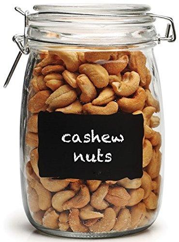 Set of 3 Glass Canister Chalkboard and Chalk Jars With Trigger Airtight Tight Lids