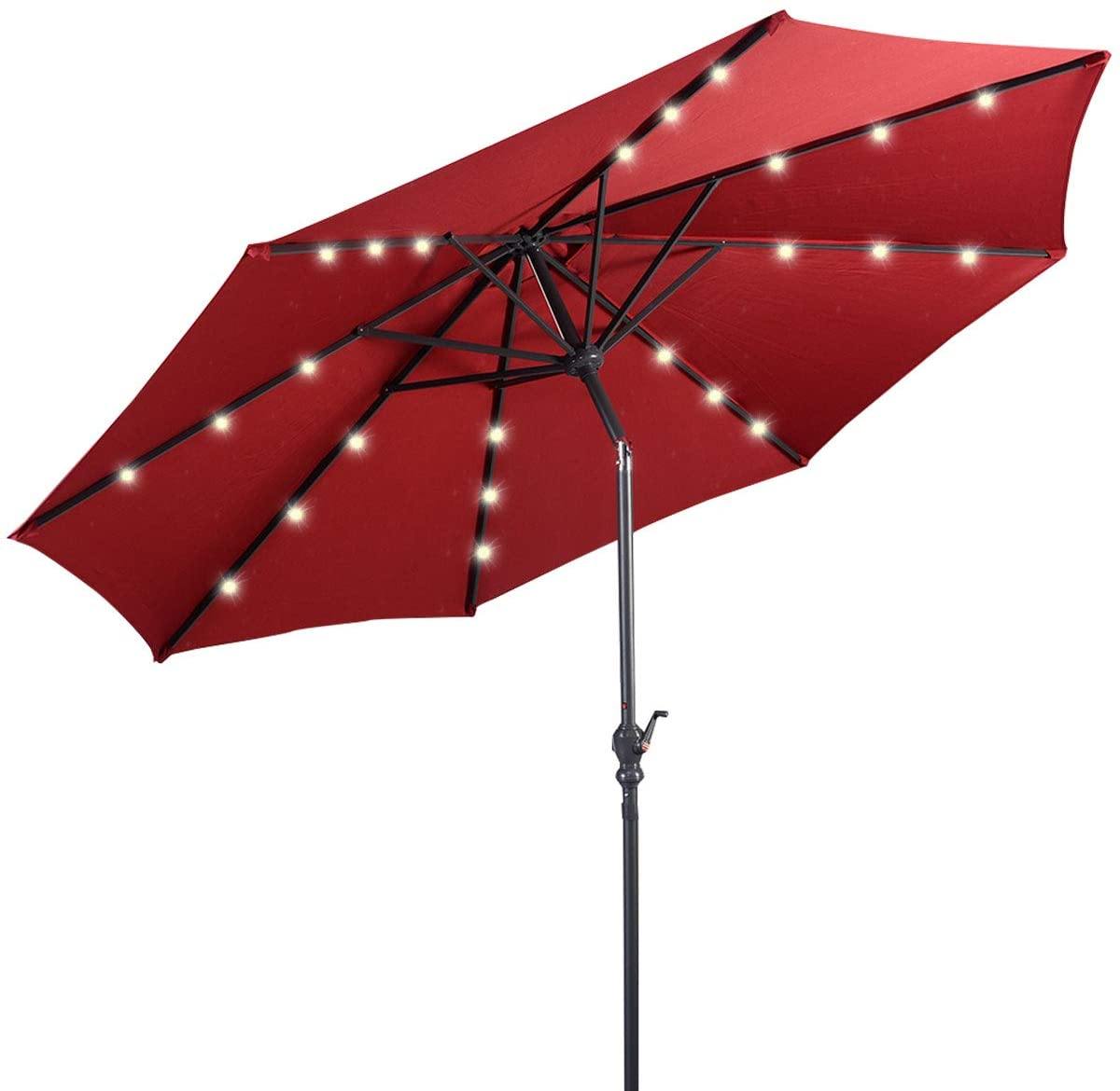 10ft Solar Patio Umbrella with LED Lights for Outdoor and Indoor Use