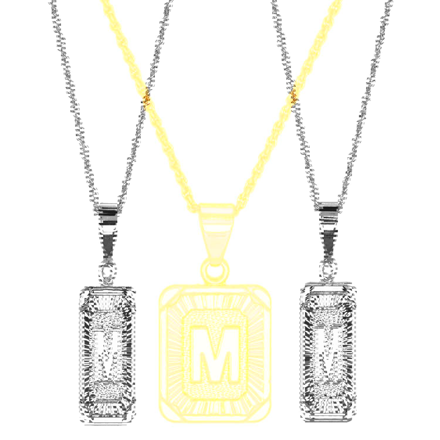 Gold Filled Initial Card Necklace - Personalized Engraved Jewelry