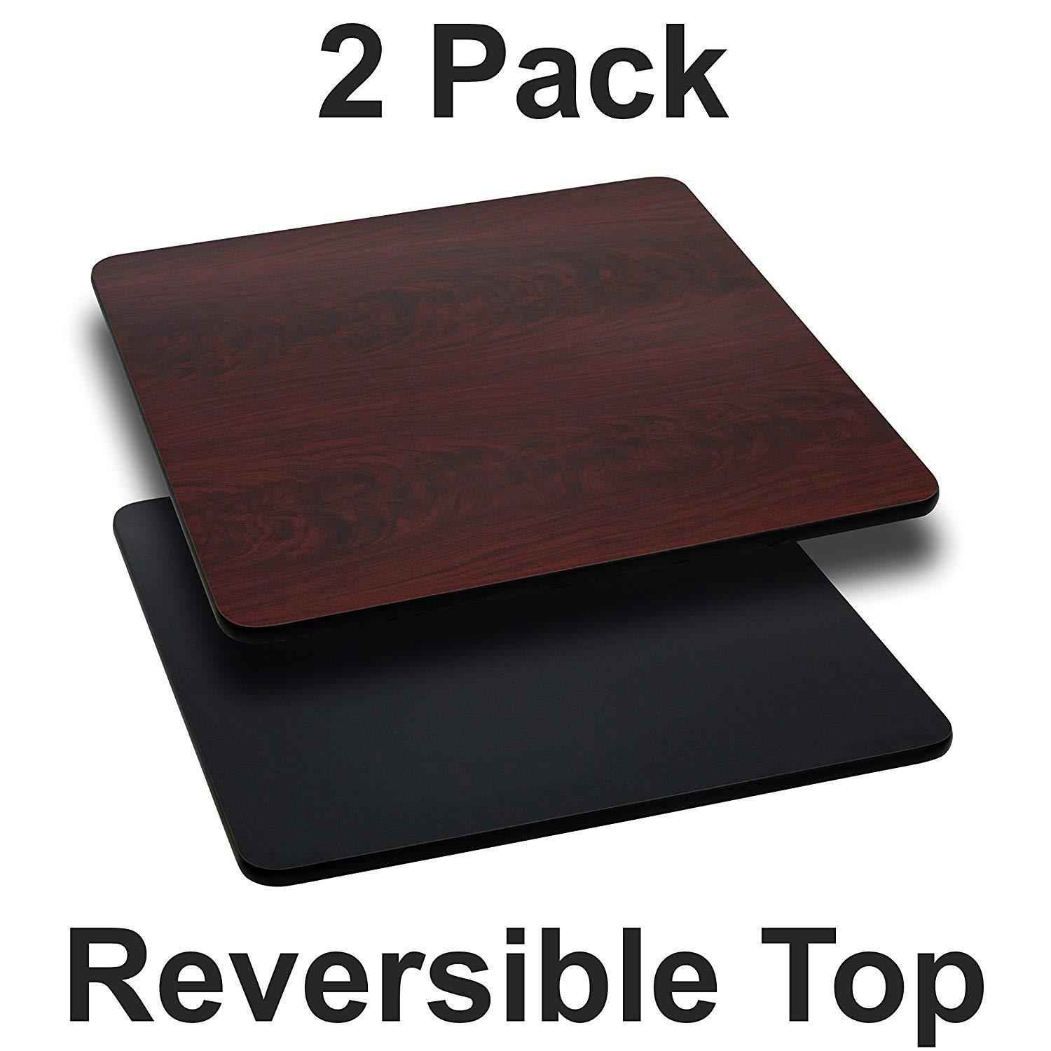 Reversible Laminate Table Top - Black/Mahogany, 36 Square