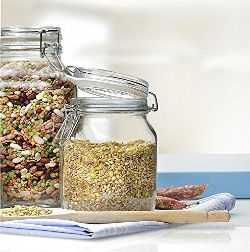 Set of 3 Glass Canister Chalkboard and Chalk Jars With Trigger Airtight Tight Lids