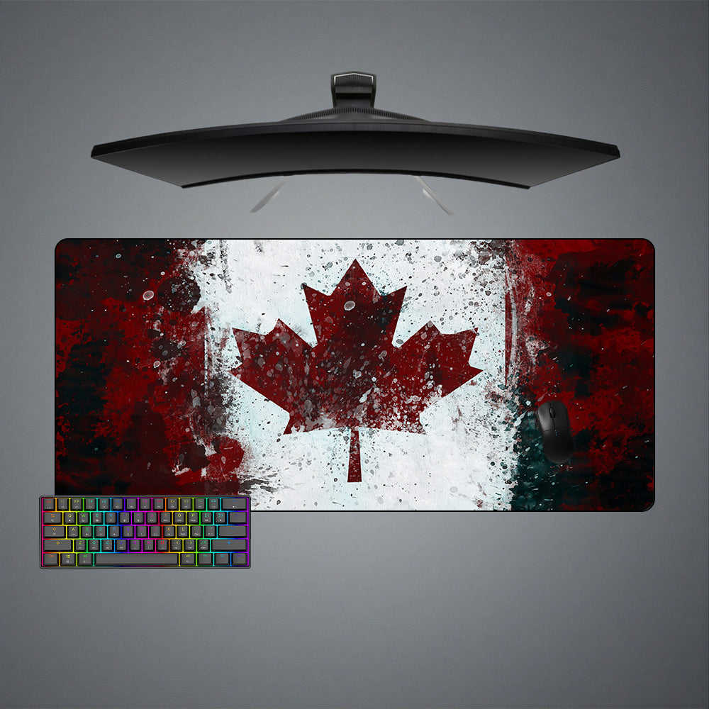 Canada Flag Splash Paint Design Gaming Mouse Pad - M-XXL Size for Computer Desk