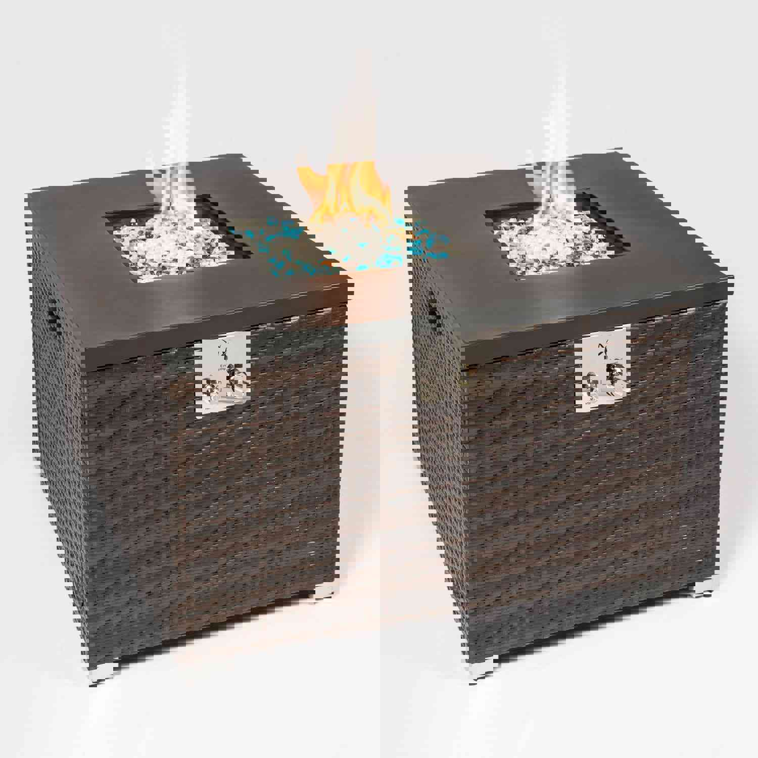 32inch Outdoor Propane Gas Fire Pit Table with Glass Rocks