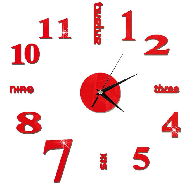 Mini Home Wall Clock 3D DIY Acrylic Mirror Stickers for Modern Living Room Decor