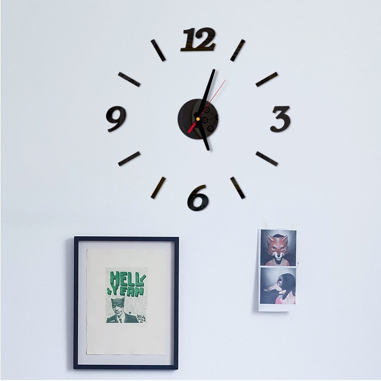 Mini Home Wall Clock 3D DIY Acrylic Mirror Stickers for Modern Living Room Decor