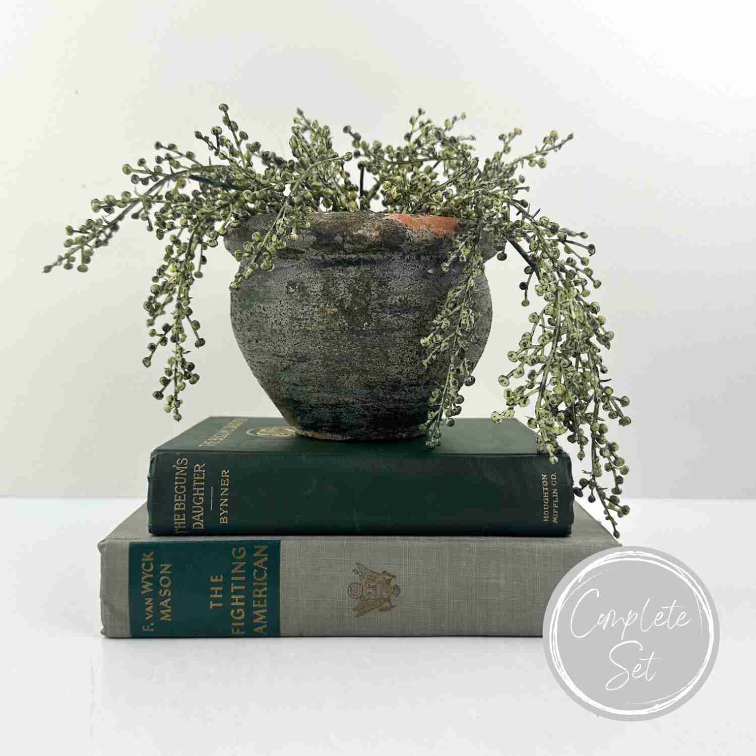 Green and Gray Decorative Books for Shelf Decor