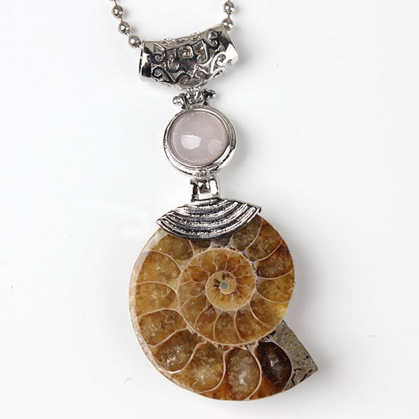 Natural Gnergy Gemstone - 10 Pcs Silver Plated Mixed Stone Beads Ammonite Pendant Jewelry