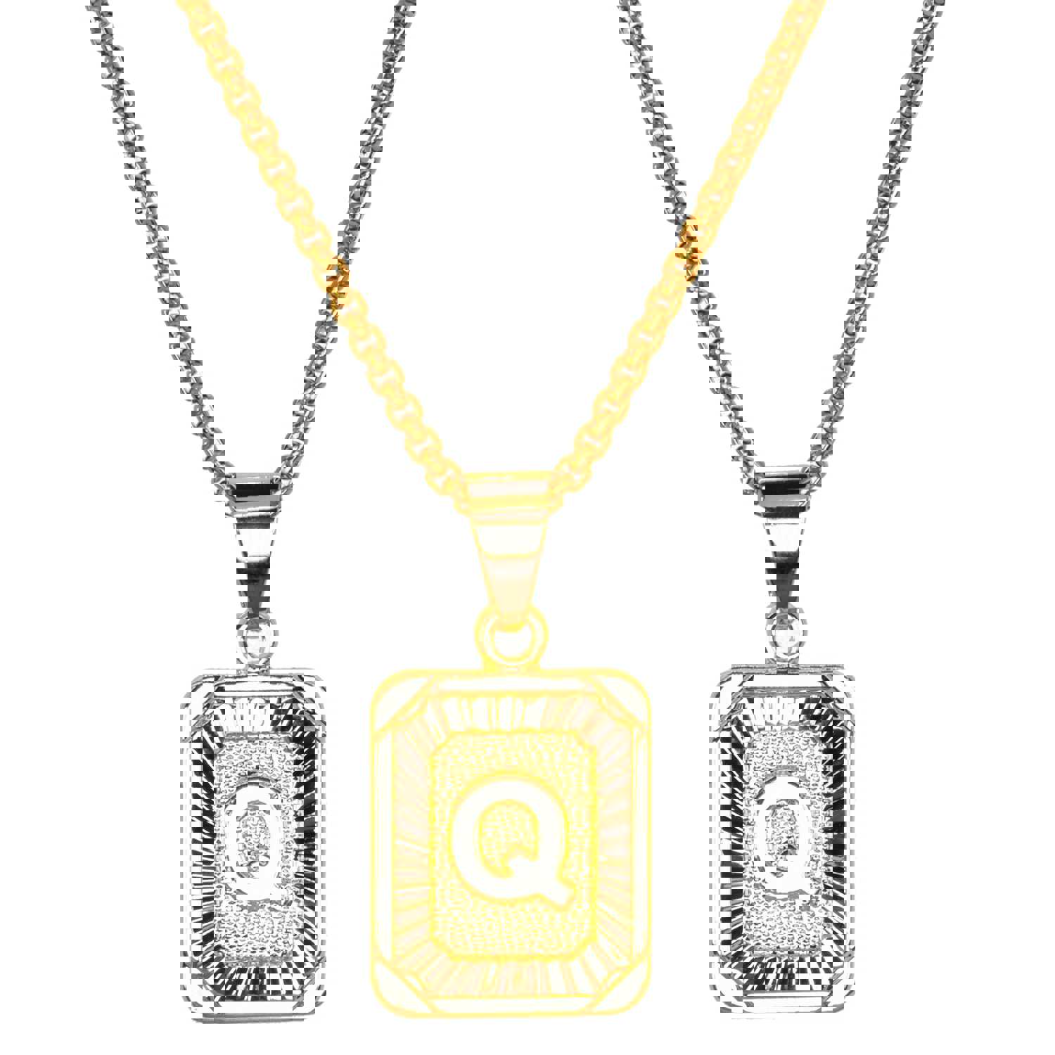 Gold Filled Initial Card Necklace - Personalized Engraved Jewelry