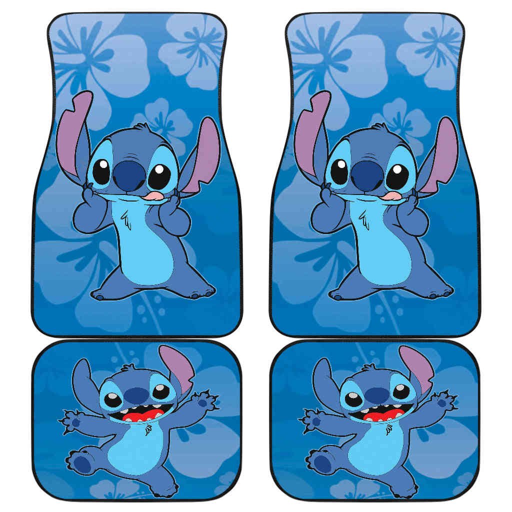 Stitch Hawaii Flowers Custom Car Floor Mats - Waterproof & Non-Slip